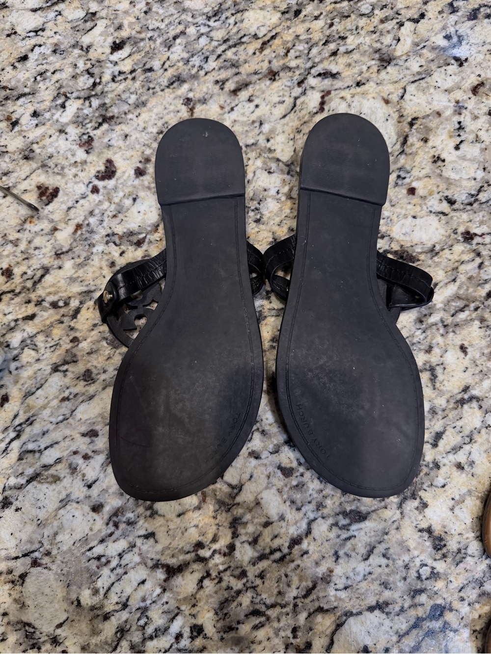 Tory Burch Black Miller Leather Logo Thong Sandals - Picture 5 of 5